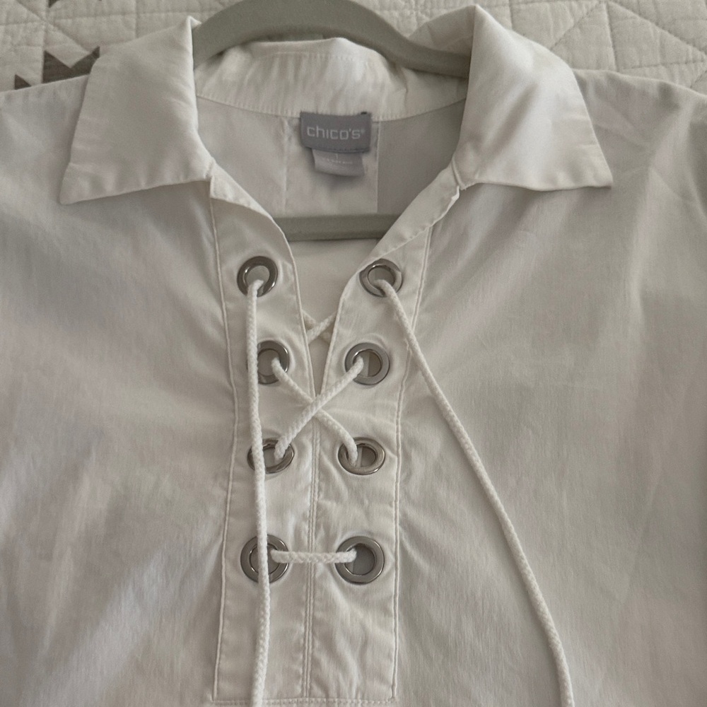 Chico's White Lace-Up Top
